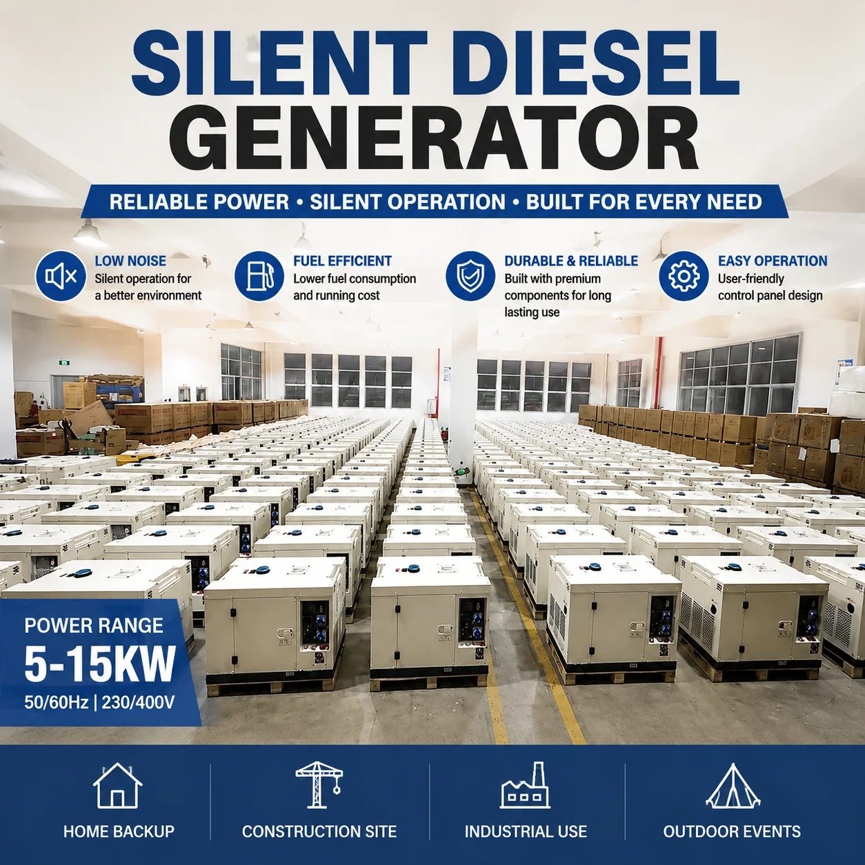 Silent Generator Set Outdoor Standby Emergency Power Generation,Power Failure Self-Starting Portable Power Supply