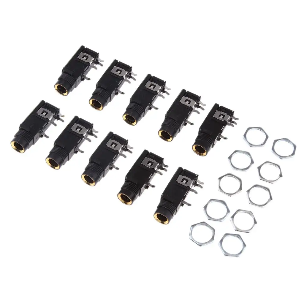 Stereo Audio Connector 6.35 Mm Female PCB Mount Jack Plastic Socket for Amplifier Recording Studio Use