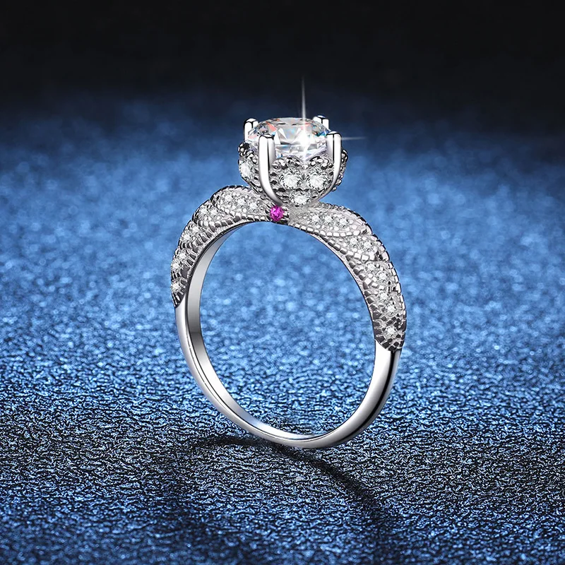 Hot Selling Platinum PT950 18K Gold Ring in Europe and America, 3-carat Moissanite Angel Wings, Light Luxury Accessory