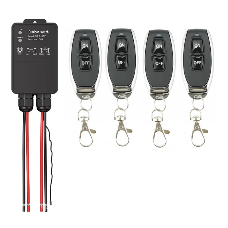 

B86B-Wireless Remote Control Switch 433Mhz DC8V-80V 30A Universal Waterproof Outdoor Relay Module For Pump Light Fan