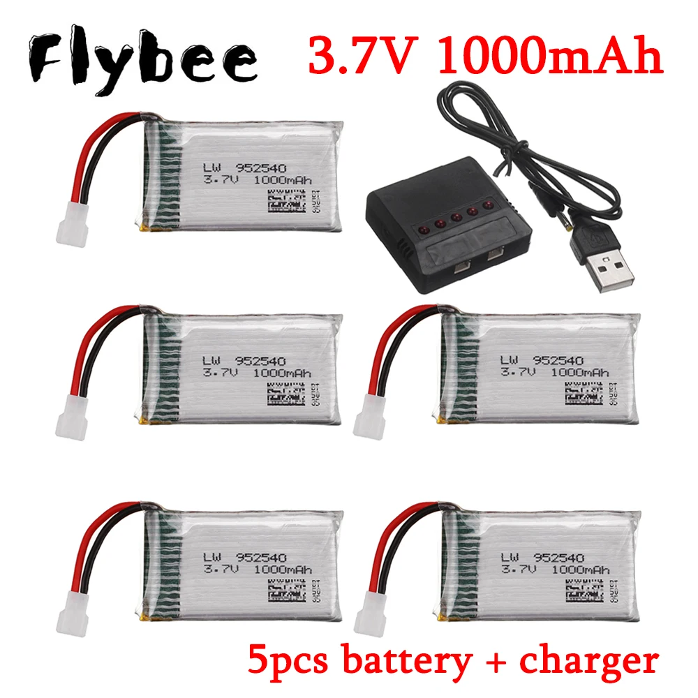 

3.7v Lipo Battery for Syma X5 X5C X5SC X5SW TK M68 MJX X705C SG600 RC Drone Spare Part 3.7V 1000mAh 952540 Battery Charger Set