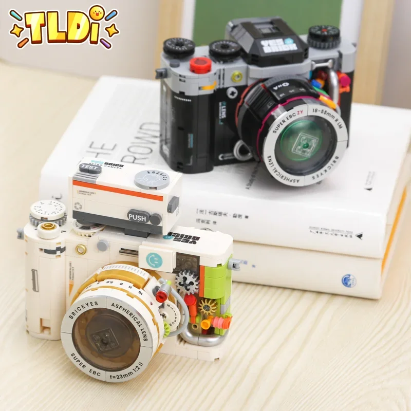 레트로 카메라 블록 DIY 조립 장난감 모형 플라스틱 미니 브릭 홈 장식 창의적인 어린이 크리스마스 선물