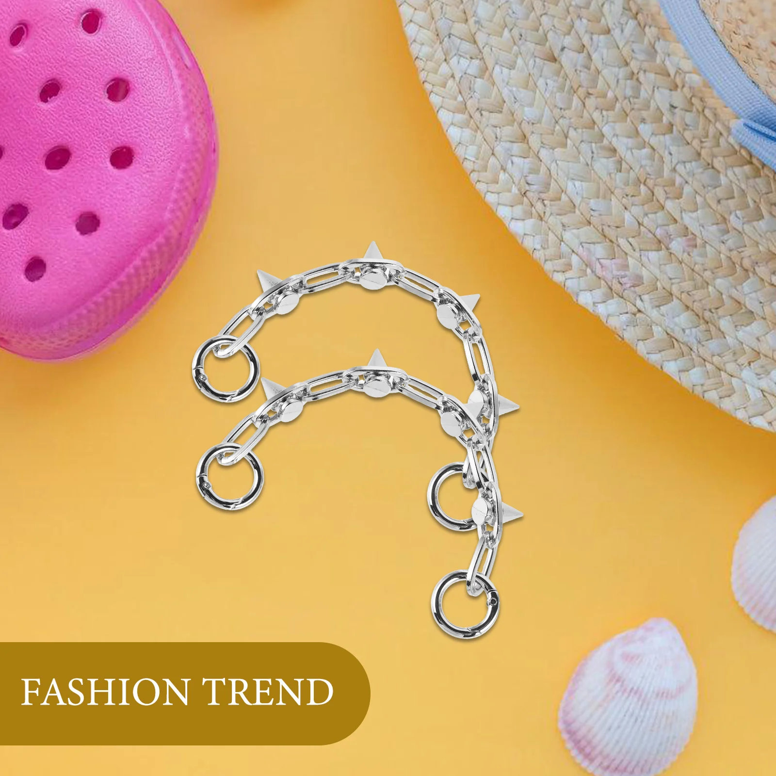 

2pcs Chains Decorative Zinc Alloy Buckle Willow Nails Diy Accessories For Running Shoes Lightweight Fashion Decoration Sandals