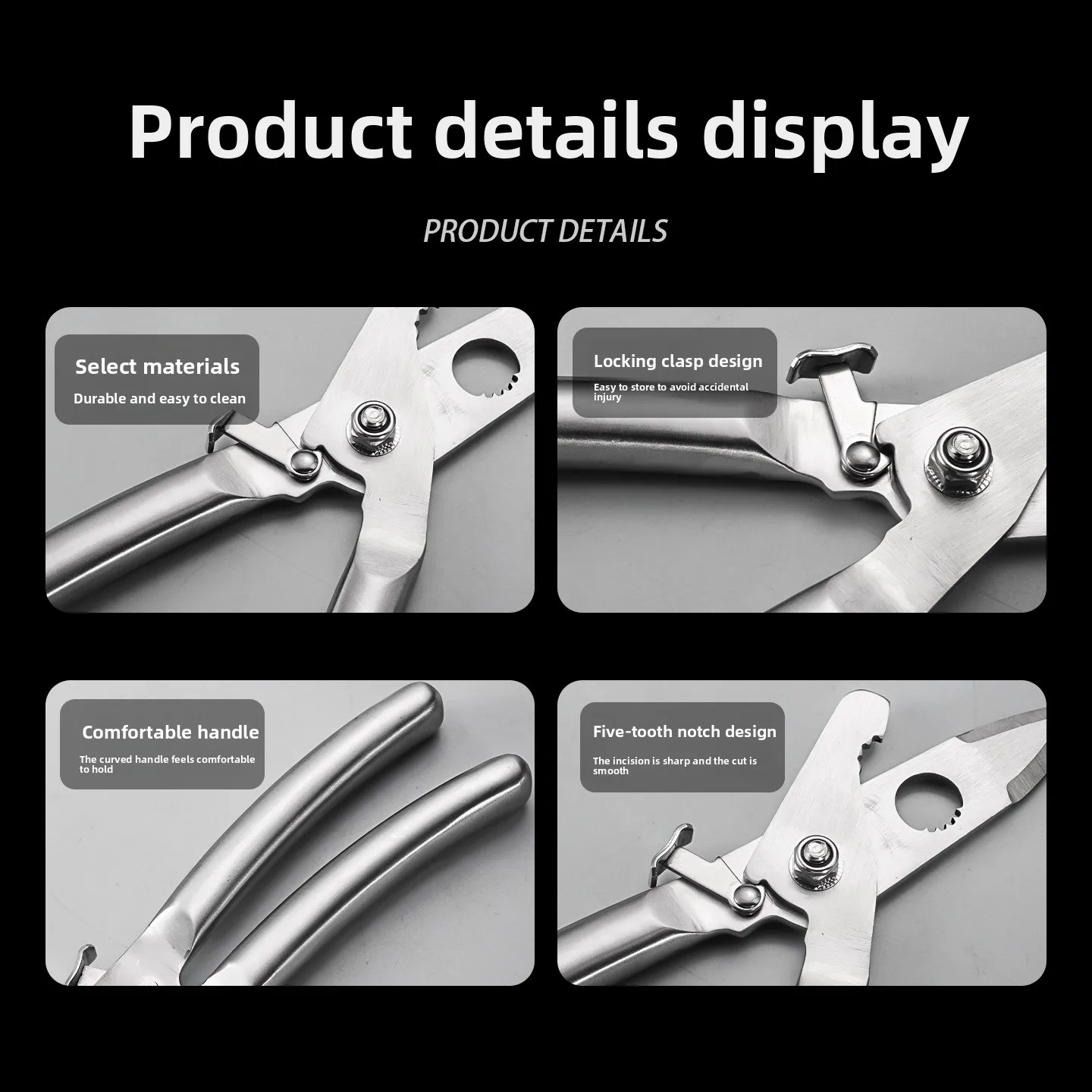 

Stainless Steel Hollow Snail Cutter Pliers, Anti-Slip Multifunctional Snail Tail Cutting Tool