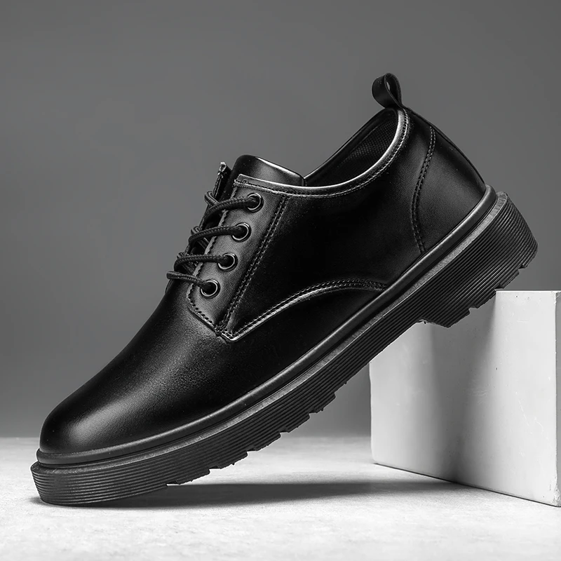 Heren Lederen Schoenen Casual Comfort Veterschoenen Voor Heren Lichtgewicht Zwarte Oxford Schoenen