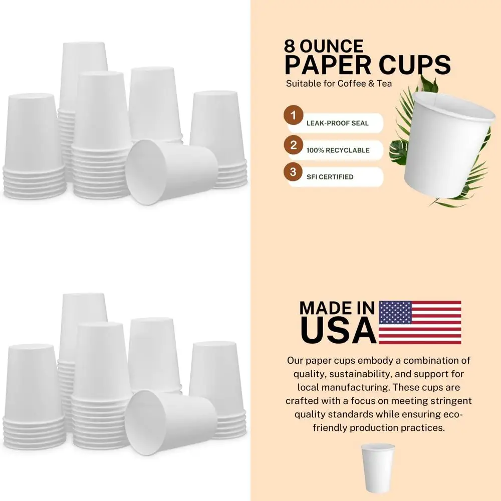 

Бумажные стаканчики на 8 унций, упаковка по 1000 штук — Массовые одноразовые стаканчики для кофе, чая, дома, офиса, ресторанов, вечеринок — пригодные для вторичной переработки, сделано в США