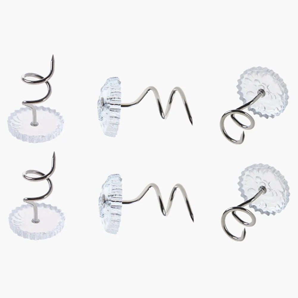 60pcs Transparent Head Twisted Pins for Mattress, Tablecloth & Upholstery – Stainless Steel Slipcover Fixing Pins