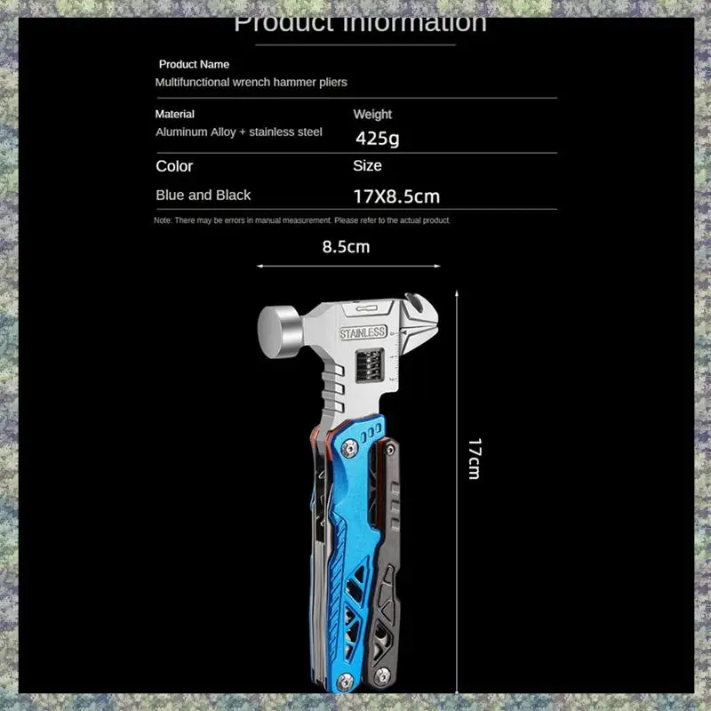 WON متعددة الوظائف مطرقة مستديرة الرأس للطي مسمار المطرقة كماشة مركبة الطوارئ شنت مجتمعة أداة متكاملة المطرقة