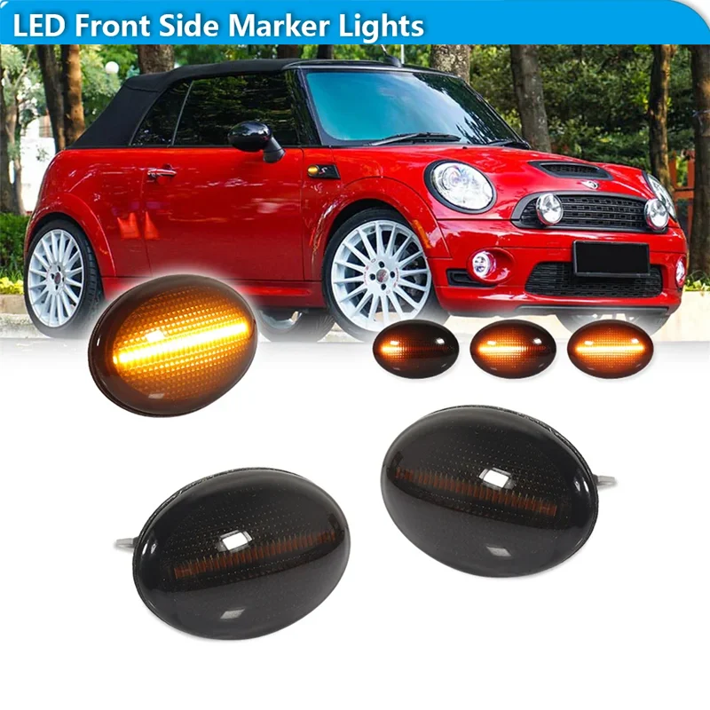 For Mini Cooper R55 R56 R57 R58 R59 Fender Flare Lamps Amber Sequential LED Car Front Bumper Side Marker Turn Signal Lights 12V