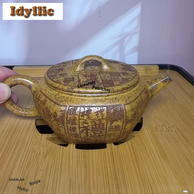 220ml Yixing Purple Clay Teapots Master Handmade Hexagonal Pot Raw Ore Wood-fired Porcelain Mud Tea Maker Kettle Zisha Tea Set