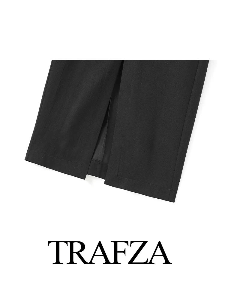 TRAFZA, vestido informal liso a la moda con cuello en V y manga larga con cremallera para mujer, vestido hasta la rodilla con dobladillo ajustado y temperamento elegante para mujer