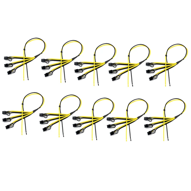 

ABRJ-10Pcs/Set 1 To 3 Power Supply Cable 8P(6+2P) Adapter Cable 8Pin Graphics Card Splitter Wire 12AWG+18AWG Power Cord