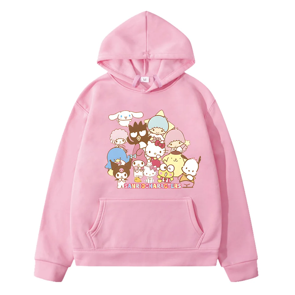 Hello Kitty Family Melody Cute Dog Graphic Hoodies for Boys/Girls Y2k Japanese Streetwear Harajuku Long Sleeve Tops Sweatshirts