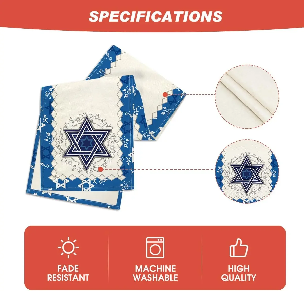 هيكساجرام الكتان الجدول العدائين ، نجمة ديفيد ديكور ، العدائين طاولة الطعام ، Menorah اليهودية ، Chanukah ، حفلة ، عيد الفصح #6