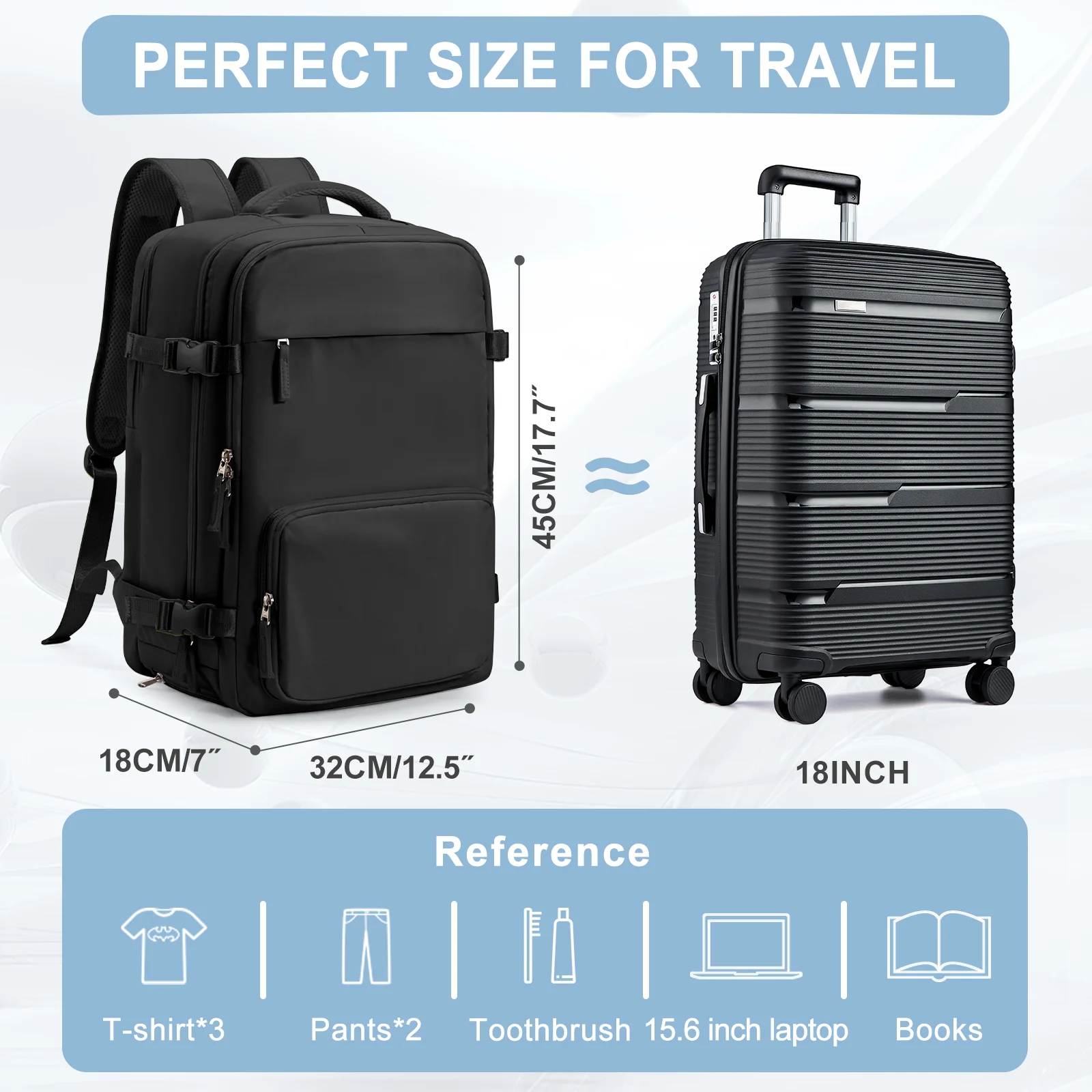 Cabin Bag Travel Backpack Airplane Easyjet 45x36x20 Carry-ons Hand Luggage Men Women Backpack 15.6 inch Laptop Backpack Busines