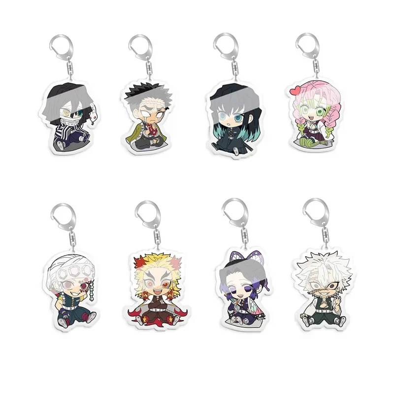 Anime Figure Kamado Tanjirou Kamado Nezuko Agatsuma Zenitsu Key Ring Transparent Acrylic Key Chain Model Plate Decor Collection