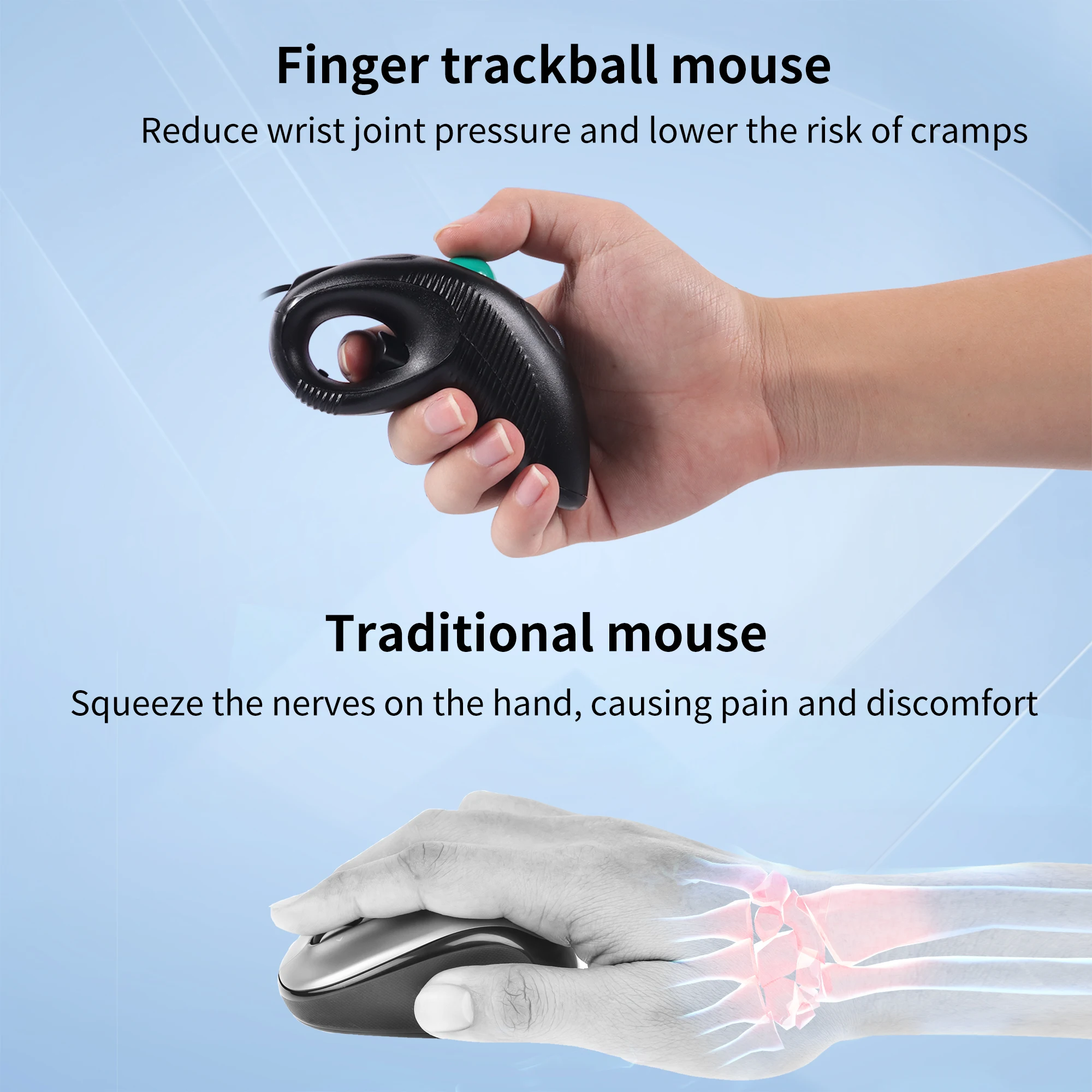 Air Mouse Trackball Left And Right Universal Wired Or Wireless Ergonomics Design Light Weight Portable Rest Work Meeting Use