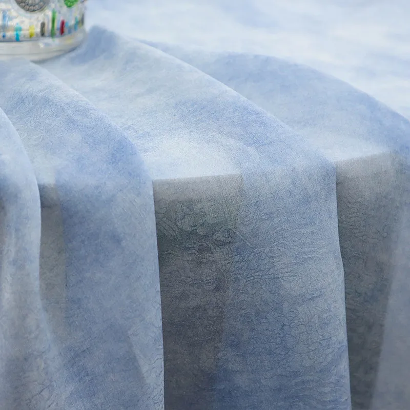 High Quality Grass Dyed Style Silk Jacquard Organza Silkworm Silk Fabric Han Clothing New Chinese National Style Custom Fabric