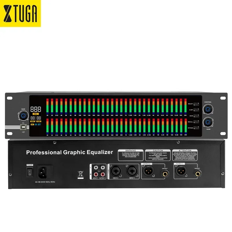 

Xtuga EQ-8S Dual 31 Bands Audio Effect DSP Professional Processor Graphic Digital Equalizer Audio Sound Equipment