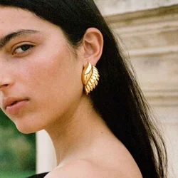 New Arrivals Fashion Stainless Steel Vintage Threaded Conch Shaped Waterproof Earrings Rust-proof Women Jewelry Accessories