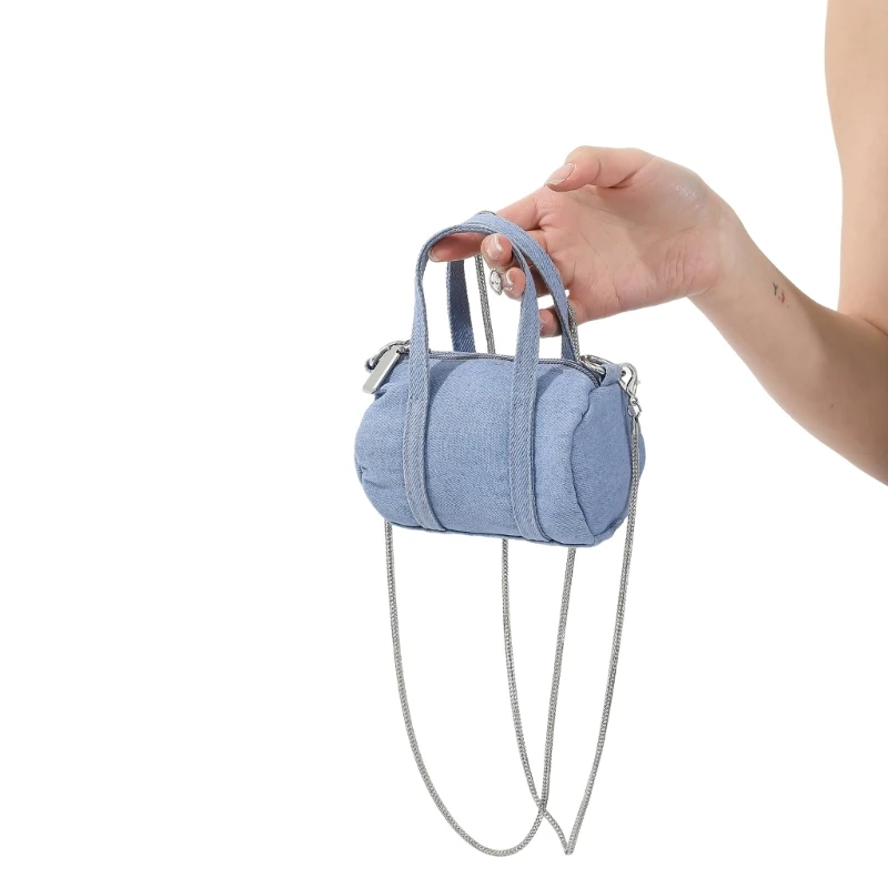 Bolso pequeño tela vaquera a para mujer, bolso cruzado con cadena, monedero, bolso con lápiz labial