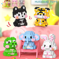 HUIQIBAO MINI Cute Pet Animal Penguin Model Building Block Micro Set City Cartoon Lion Diamond Bricks Educational Toys for Adult