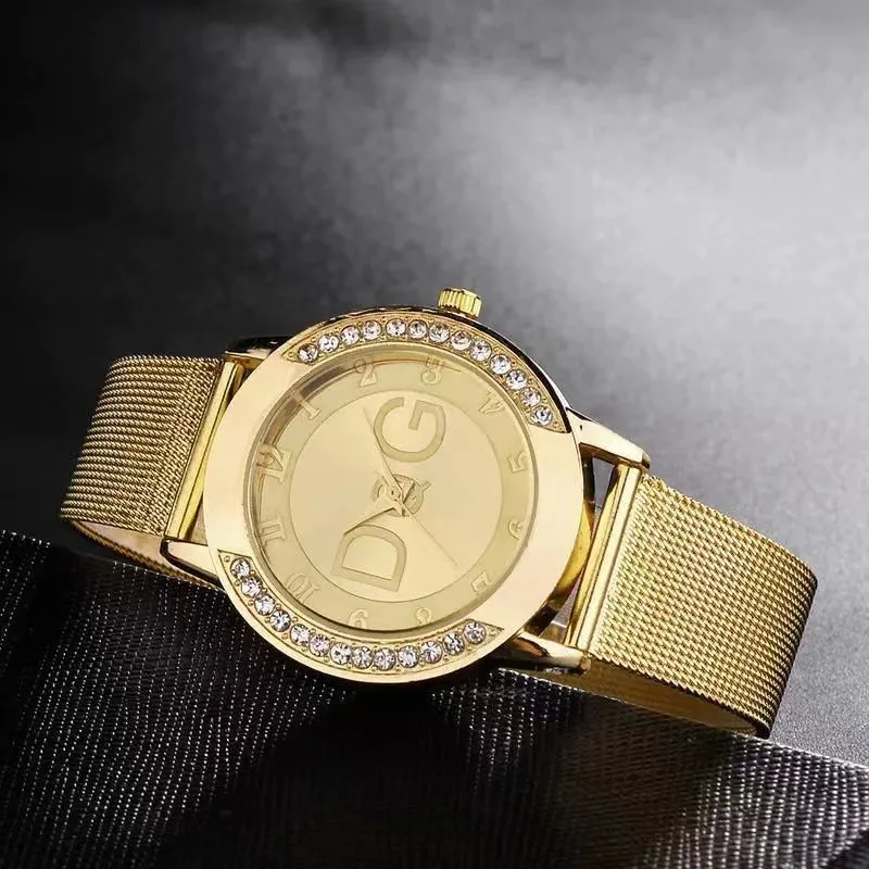 Ladies watch, double diamond outer ring sand diamond surface steel mesh belt Ladies watch