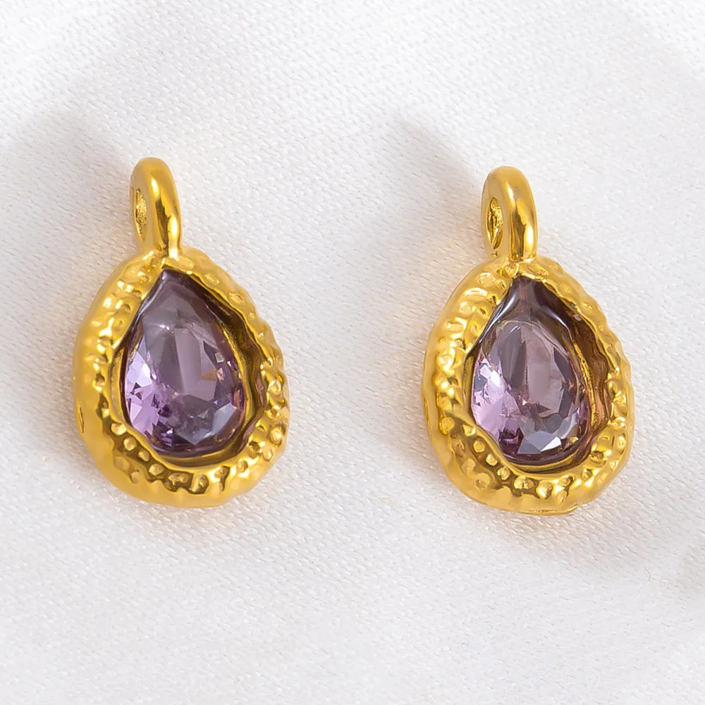 

2Pc 5Pcs Stainless Steel Teardrop Set with Colored Crystal DIY Gold Plated Necklace Bracelet Earrings Jewelry Making Accessories