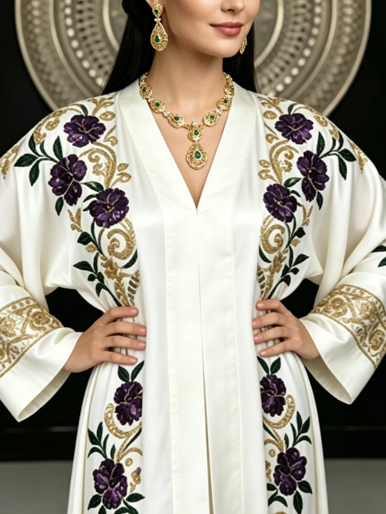 1 Set Vintage-Schmuckset im Palast-Stil für Damen mit Halskette und Ohrringen, Wassertropfenform und Strass-Einlagen, verstellbare Länge, geeignet für arabische Frauen bei Hochzeiten, Banketten und Festivals – Detail 7