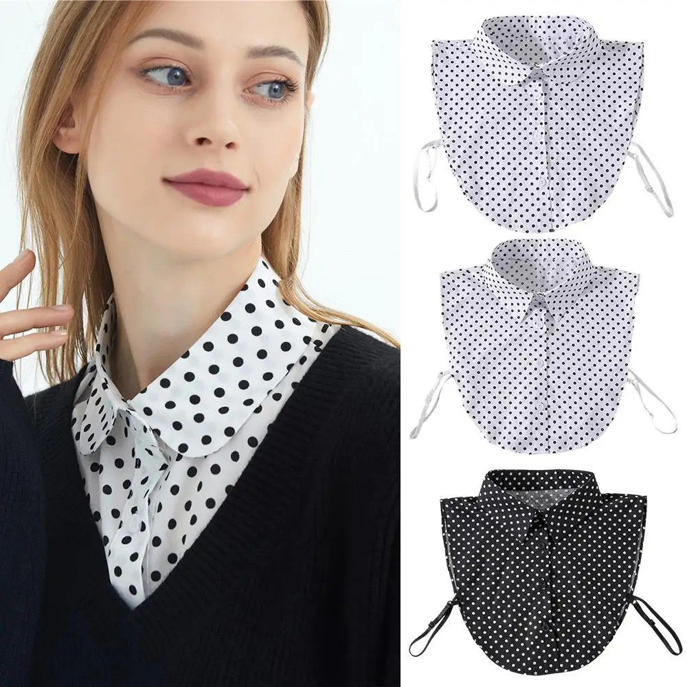 Faux col en coton à pois pour femmes, demi-chemise Simple, Style faux col, chemise polyvalente détachable, col décoratif quatre saisons