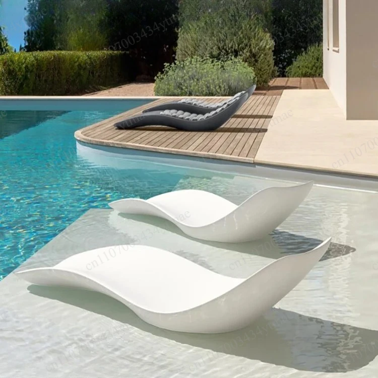 Waterproof In-Pool Sun Lounger Ledge Pool Chaise Chair Outdoor Garden Luxury Poolside Furniture
