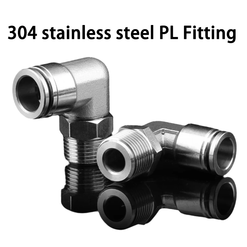 

304 Stainless Steel Air Hose Fitting PL Pneumatic Pipe Connector 1/8 1/4 3/8 1/2 BSP Quick Release Tube Fittings PL12 14 16