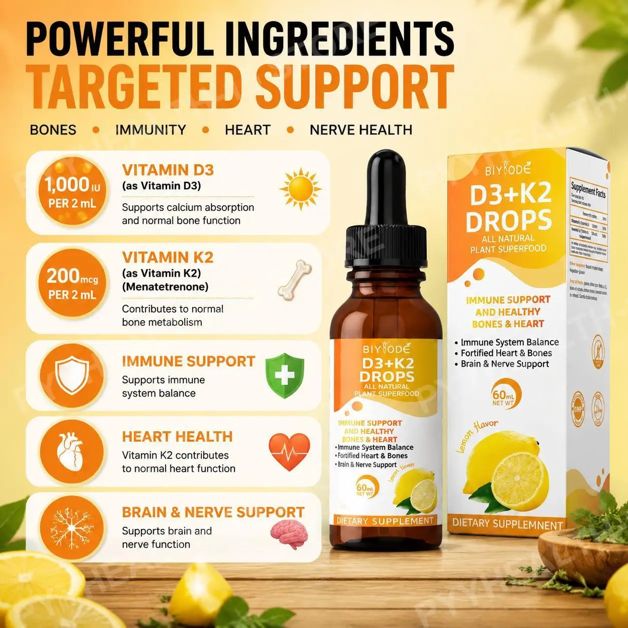 BIYODE Vitamin D3 K2 Liquid Dr - Vitamin D3 K2 Drop recension och pris