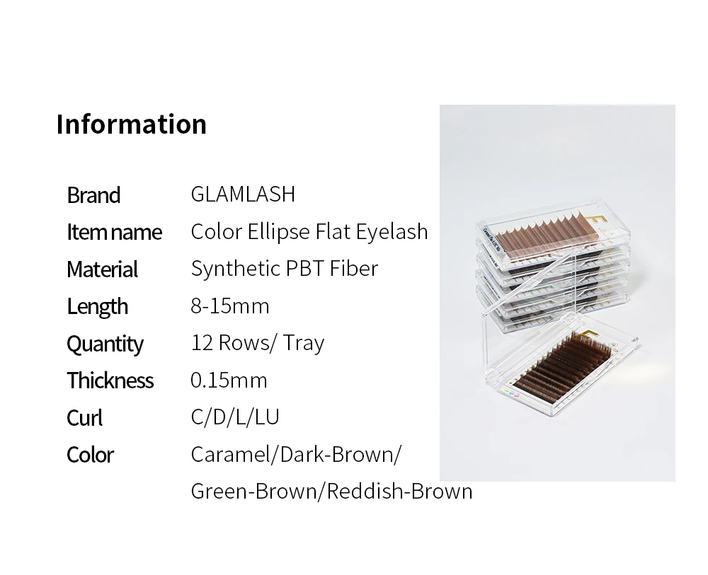GLAMLASH Braune Ellipse, flache Wimpernverlängerung, matte künstliche Wimpern, geteilte Spitzen, ellipsenförmige Make-up-Tools – Detail 2
