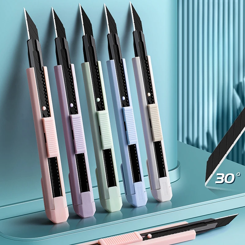 Stationery Utility Knife Metal 30° Small Paper Cutter Self-Locking Design For Unboxing Cut Tool Art Supplies Blade 9MM