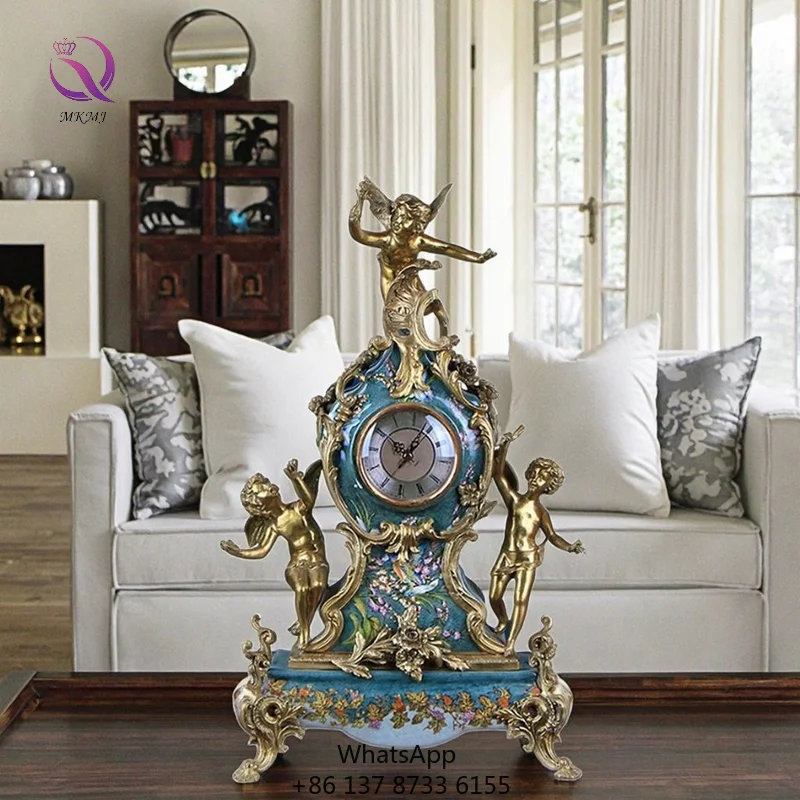 Good Price Angel Desk Clock Ceramic With Brass Base Ornaments Luxury Table Clock Decor Accessories For Home Decoration
