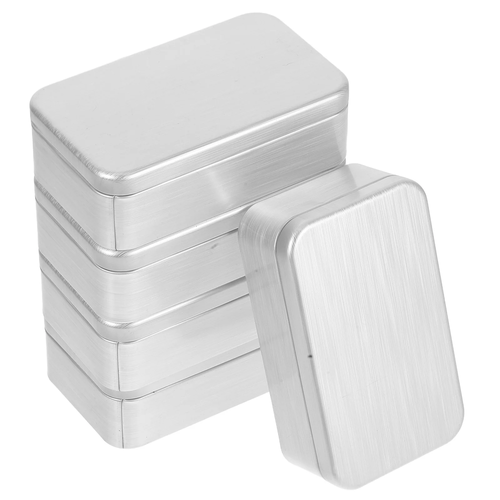 5pcs Square Brushed Tin Box Set Metal Storage Containers For Jewelry Coins Tea Candy Pills Samples Decorative Tinplate