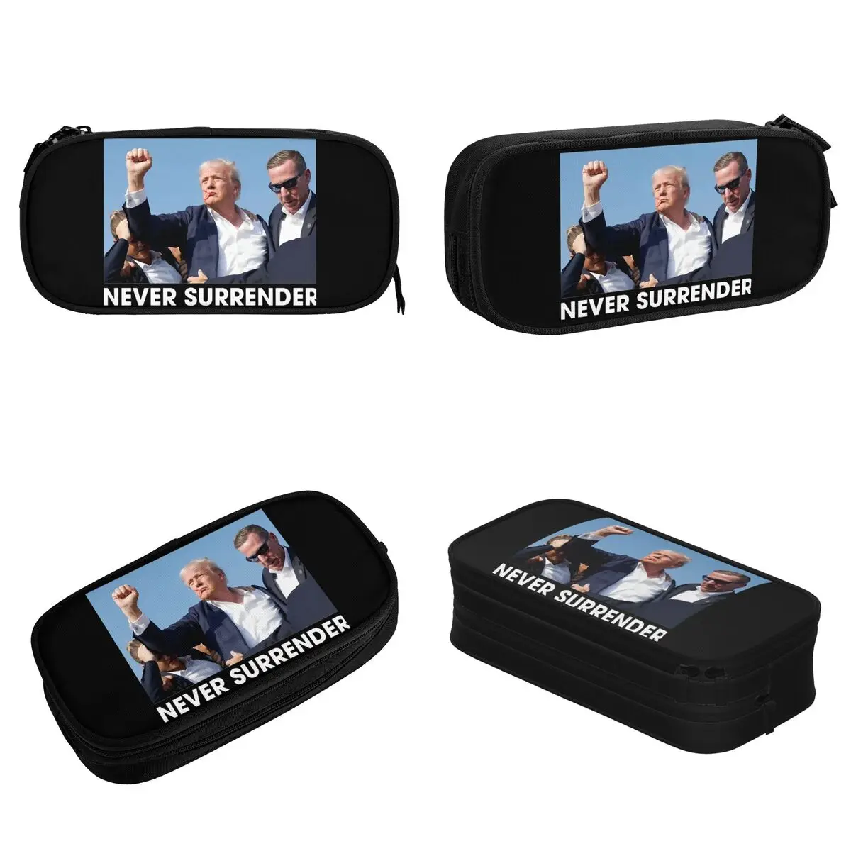 Trump Shot Donald 2024 Never Surrender Pencil Cases Pencilcases Pen for Student Big Pencil Bags Students School Gifts Stationery