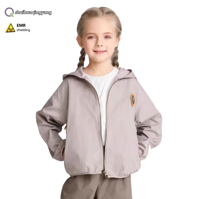 Electromagnetic radiation protective metal fiber child hoodie New energy vehicle, computer EMF shielding children clothing