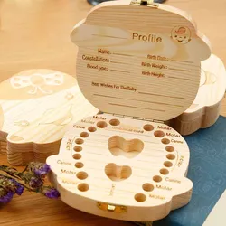 Wooden Baby Teeth Storage Box Baby Keepsakes Teeth Collecting Teeth Umbilical Cord Box Kids Tooth Wood Box Organizer Deciduous