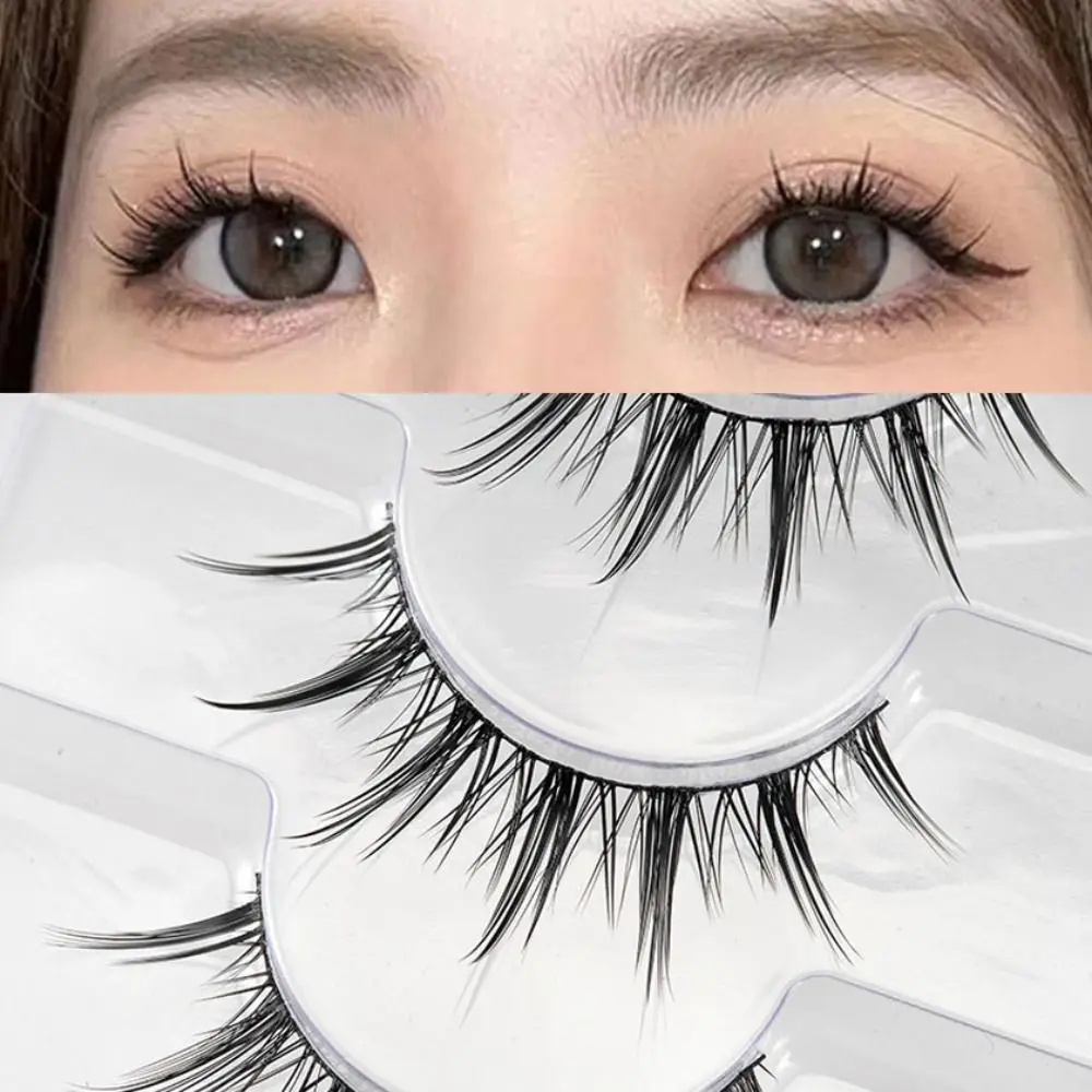 8 pares de pestañas postizas suaves rizadas de tira completa de pequeño diablo de aspecto Natural de injerto maquillaje de pestañas de larga duración DIY