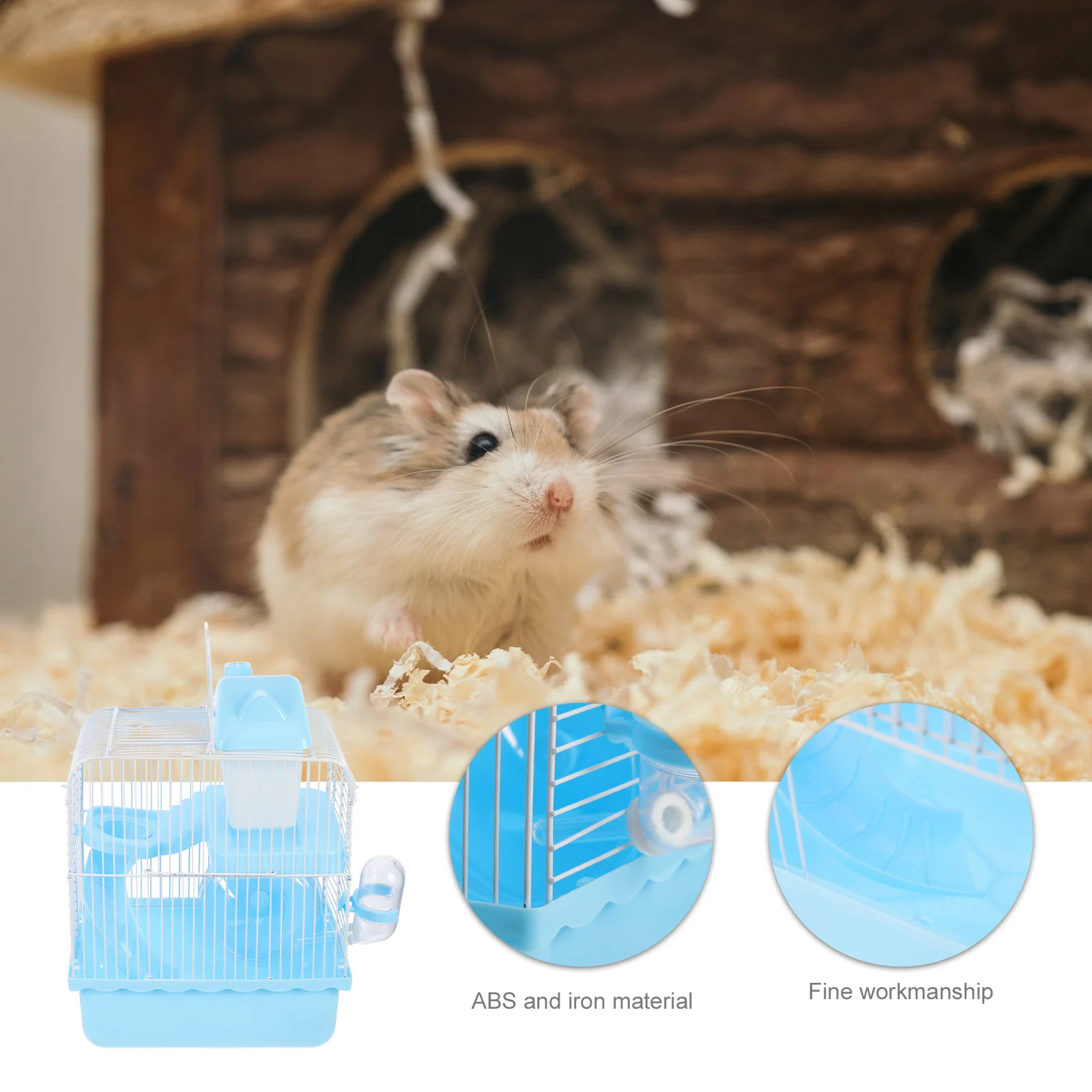 

Durable Blue Hamster Hut Small Pet Villa Double Layer Hamster Castle Rat Nest Guinea Pig Hideout
