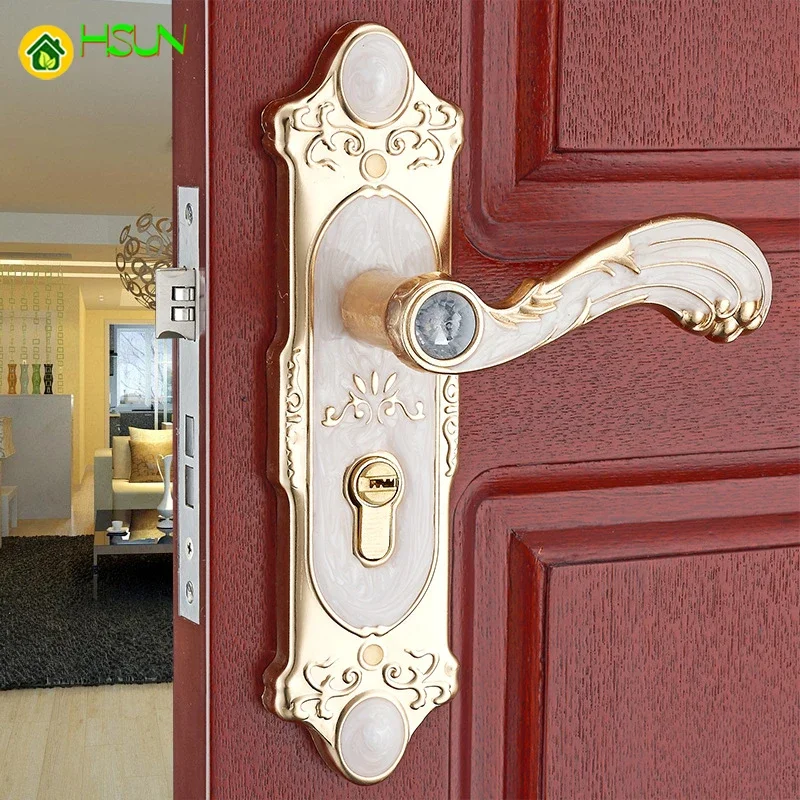 

Indoor handle lock Bedroom door handle European antique wood door handle hardware locks