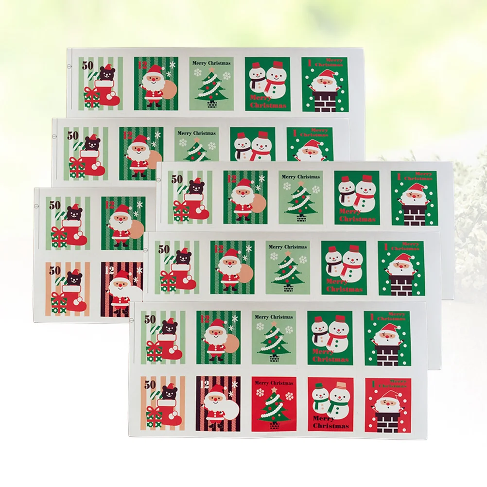 6 Sheets School Stationery Christmas Stickers Label Gift Santa Paper for Gifts Cartoon Kids Merry Scrapbooking