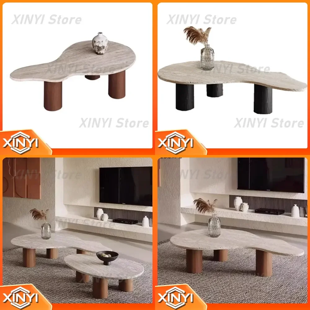 for Wabi Sandy Wind Natural Travertine Special-shaped Coffee Table Minimalist Designer Living Room Side Table Bed and