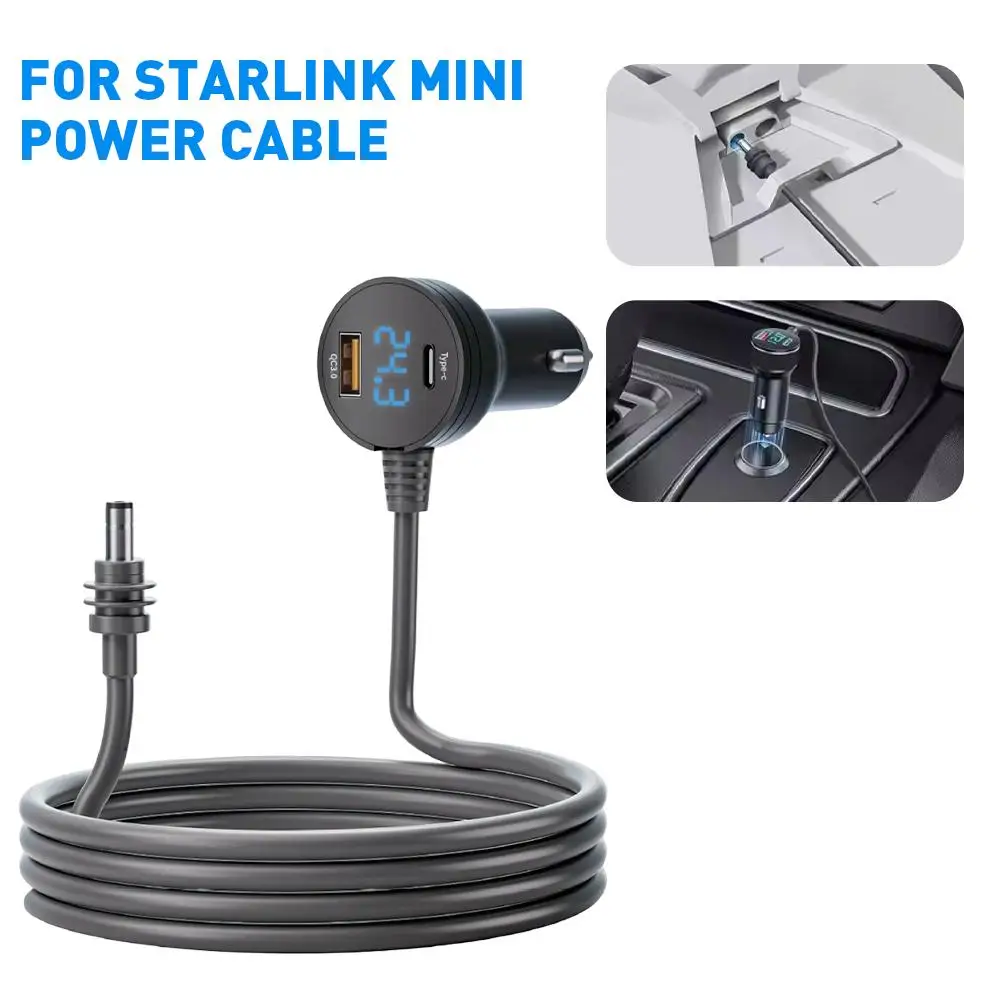 شاشة ديجيتال 3 متر لـ StarLink Mini 4 Generation شحن السيارة الرقمية إلى سلك طاقة تيار مستمر محول سيارة متعدد الوظائف 2025 J0Z8 #6