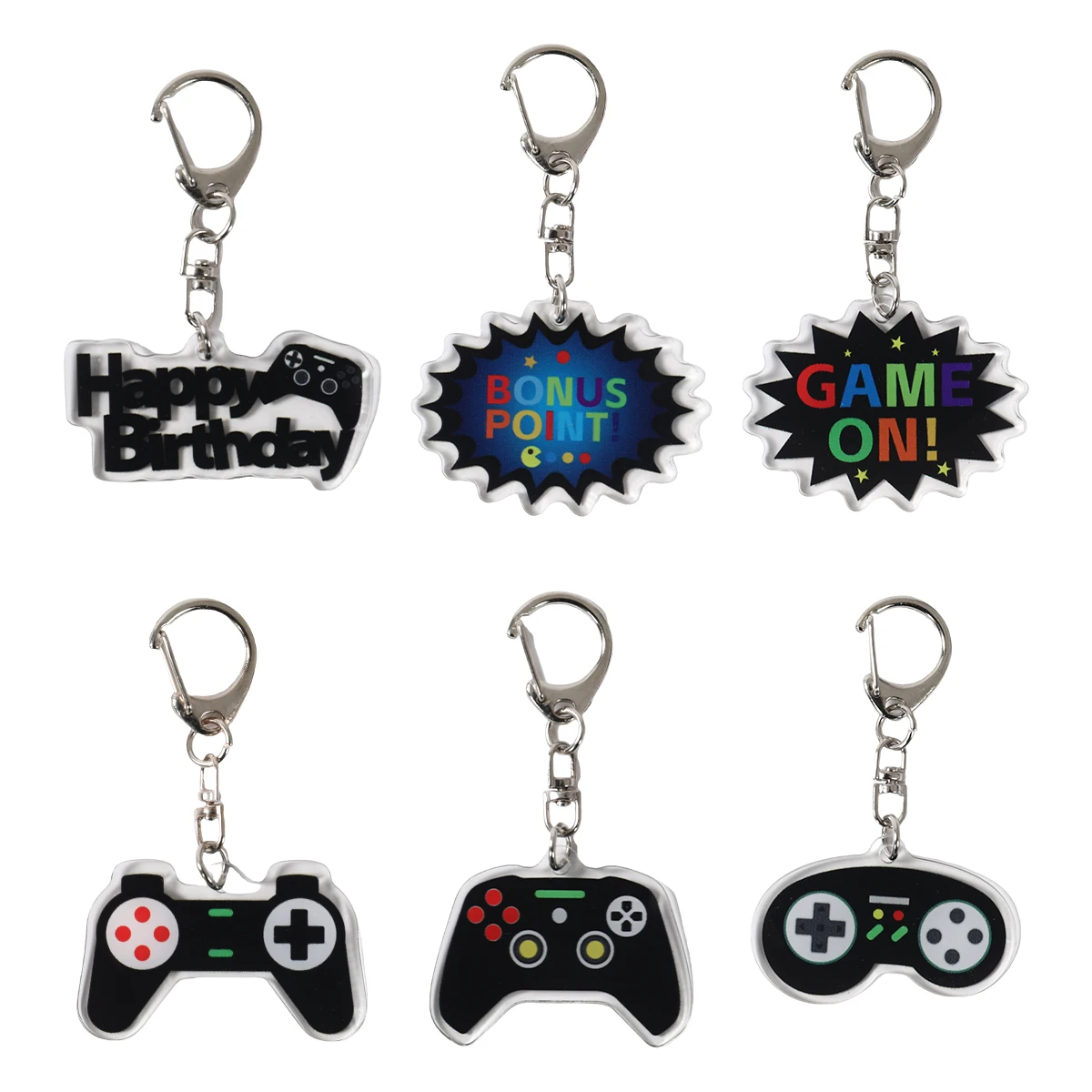 6Pcs Cute GamePad PVC Keychain Video Game on Theme Backpack Pendant for Birthday Game Night Party Favors Party Fillers