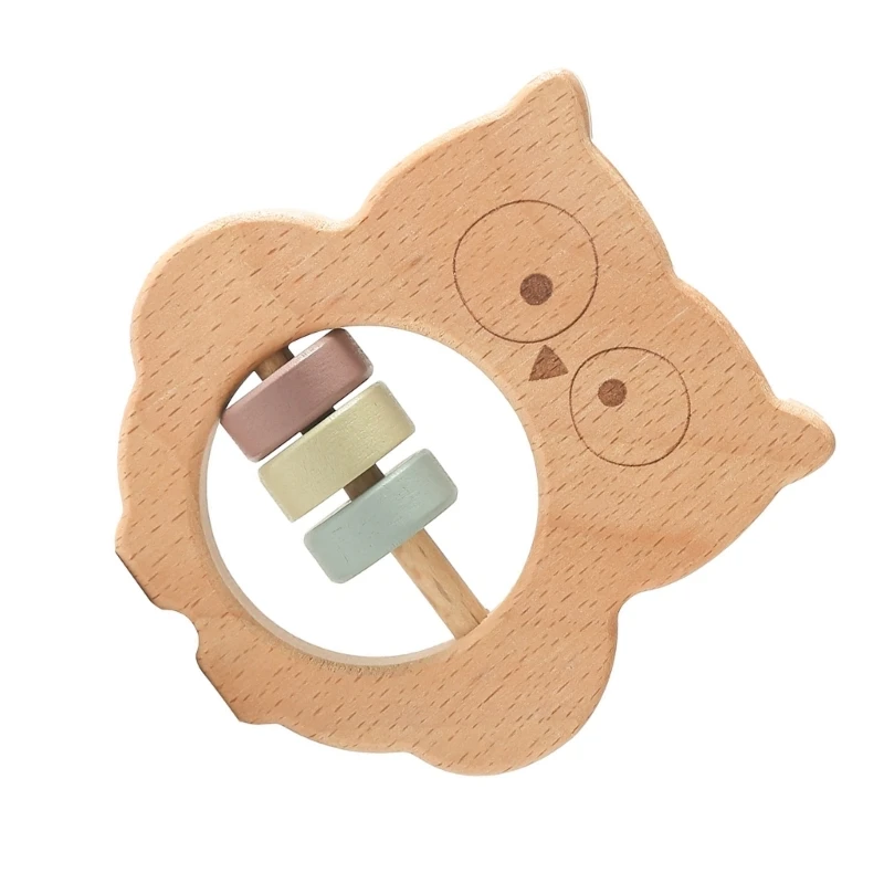 Sonajero Koala/búho dibujos animados, juguete dentición madera para bebé, sonajero con forma Animal, juguete para