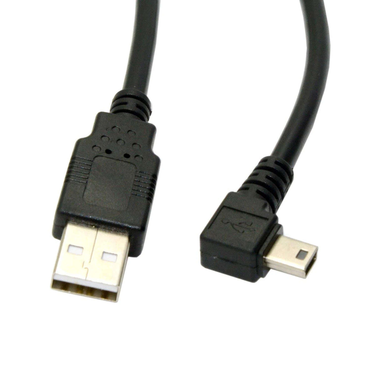 1.8m Mini USB B Type 5pin Male 90 Degree Left Angled to USB 2.0 Male Data Cable Black Color_A02I