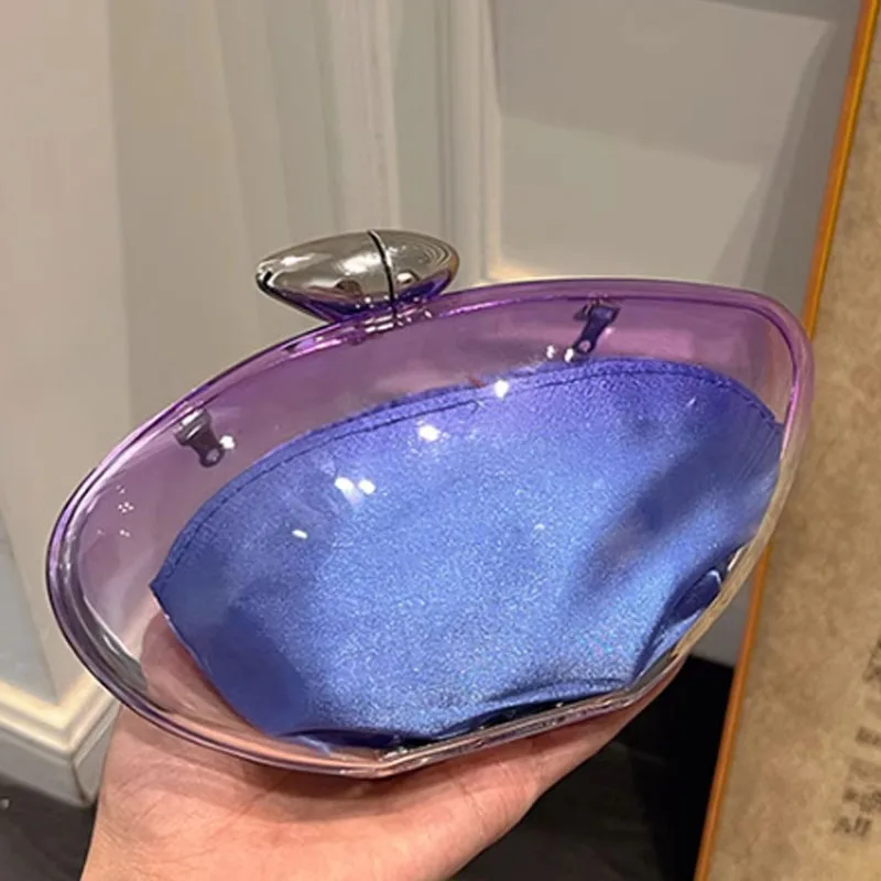 Bolso de acrílico transparente, bolsa de noche con clip para cambio de pintalabios, bolso de mano cruzado